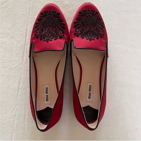 Miu Miu Satin Crystal Embellished Smoking Loafer - Picture 3 of 11